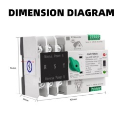 Comutator de transfer, PV, 3P cu șină DIN, SINOTIMER, comutatoare de selecție automată de transfer cu dublă alimentare, 125A